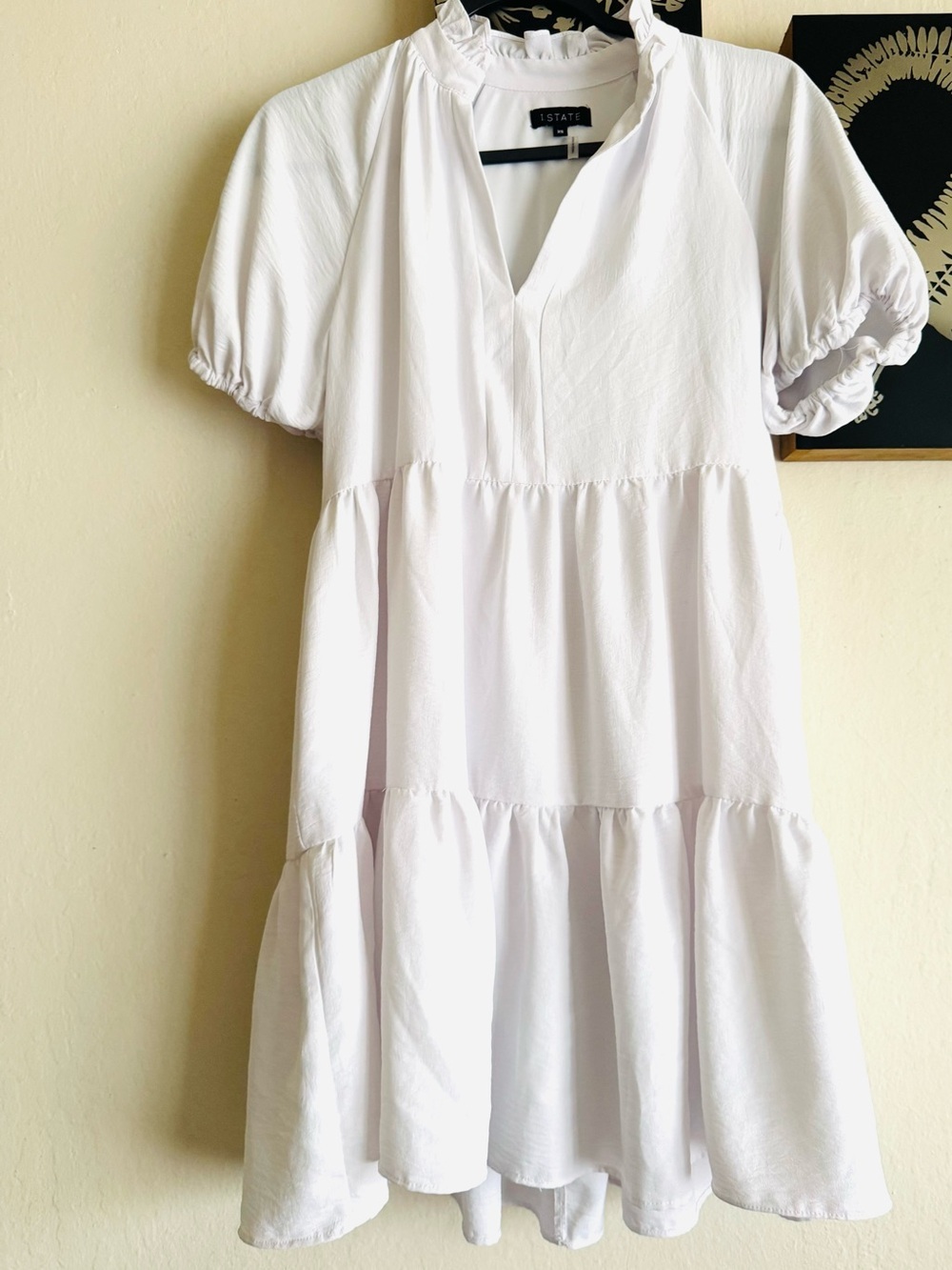 1.STATE White Tiered Puff Sleeve Dress Sz XS